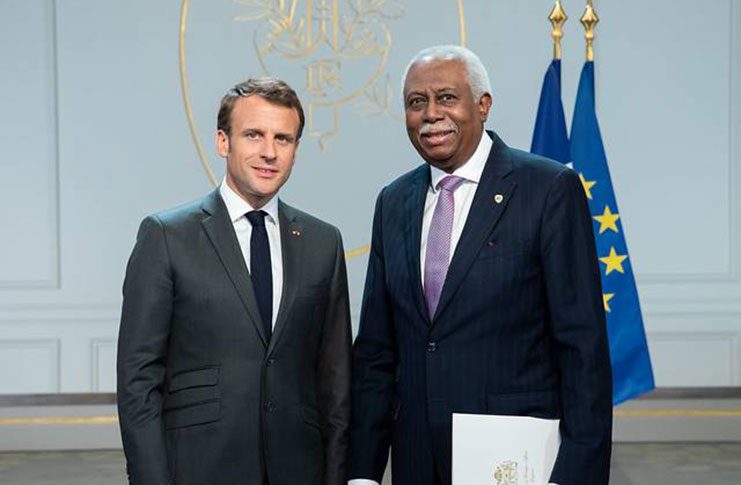 His Excellency Hamley Case and French President, Emmanuel Macron