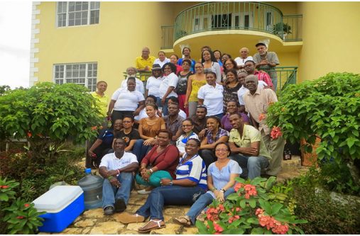 Some of the members of the Guyana-Jamaica Cultural Link during one of their medical and legal outreach in 2014 in Jamaica