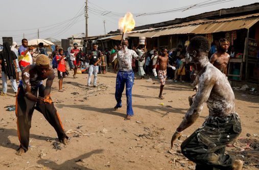 Dancers perform during an annual slum party in Oworonshoki, Lagos, Nigeria on December 23, 2022 (REUTERS/Temilade Adelaja photo)