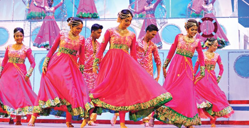 Dancers perform at Naya Zamana, an annual dance production of the Guyana Hindu Dharmic Sabha
