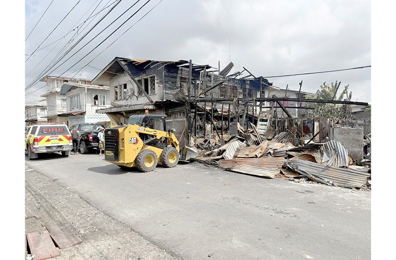 The Ministry’s team clearing debris after the fire
