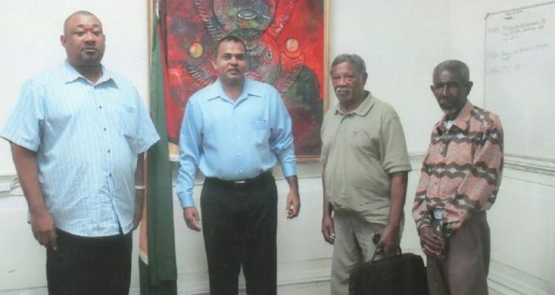 The BCB anniversary delegation - Hilbert Foster, Basil Butcher and Malcolm Peters with Minister Dr Frank Anthony.