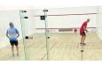 Dennis Dias (left) beat Trevor Dunkley of Great Britain 3-11, 9-11,2-11 in his opening game