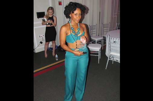 Keisha Edwards just after receiving the ‘Award of Excellence – Fashion Innovation’ at the 2016 Caribbean Style and Culture Awards in Maryland, USA.