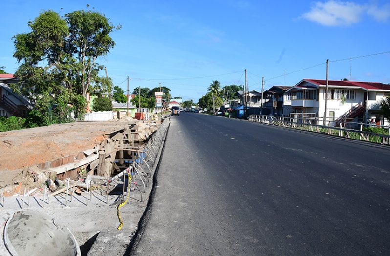 A section of the East Coast Demerara road that is currently being re-constructed