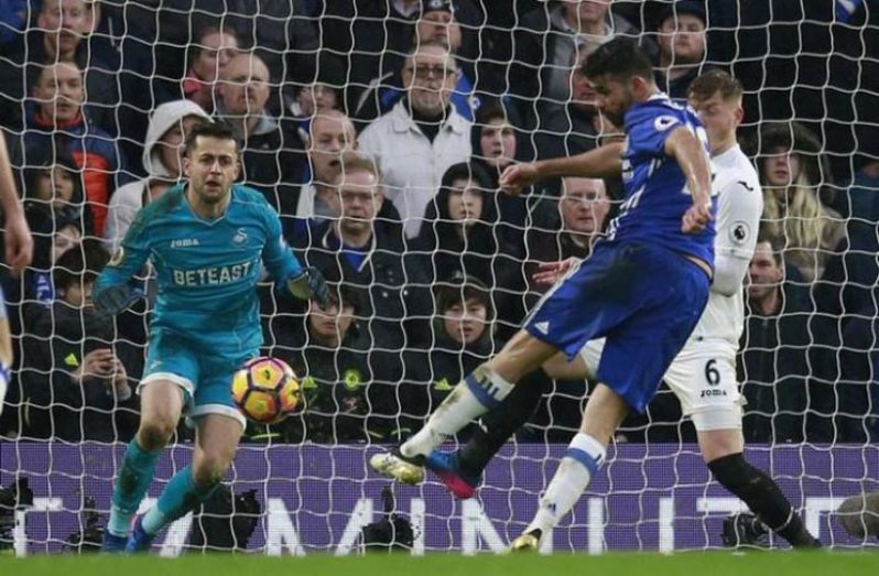 Chelsea's Diego Costa scores their third goal Reuters / Peter Nicholls