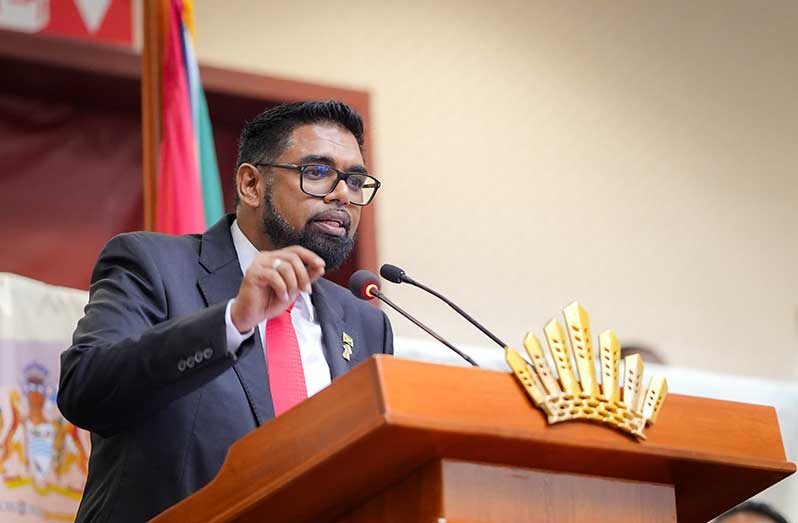 President Dr Irfaan Ali addressing the special sitting of the 12th Parliament on Thursday