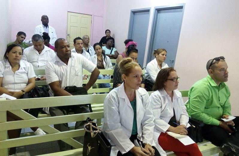 The doctors during their presentations at the Linden Hospital Complex last Friday
