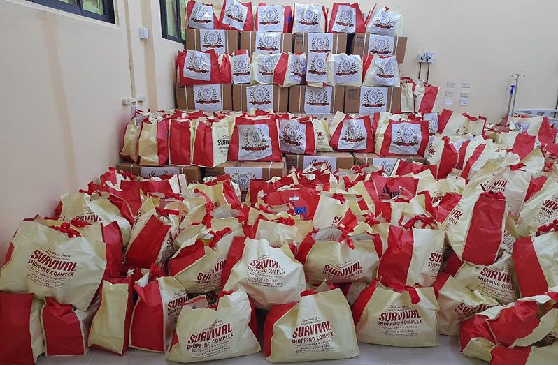 Some of the hampers which were recently delivered to the Mahaicony Cottage Hospital