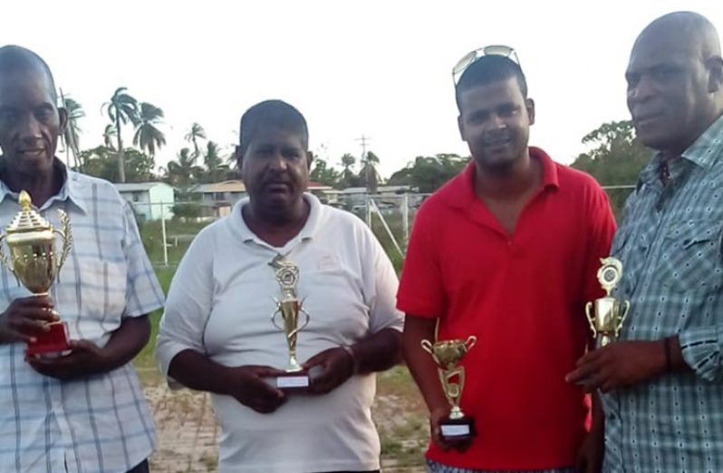 The top four winners of the 100-square: from left, Mark Brathwaite, Jiaram Ramdeen, Khemraj Pooranmall and Steve Bacchus.