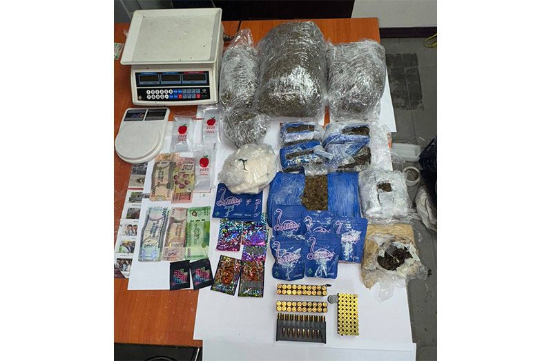 The drugs and ammo found by the police (Guyana Police Force photos)