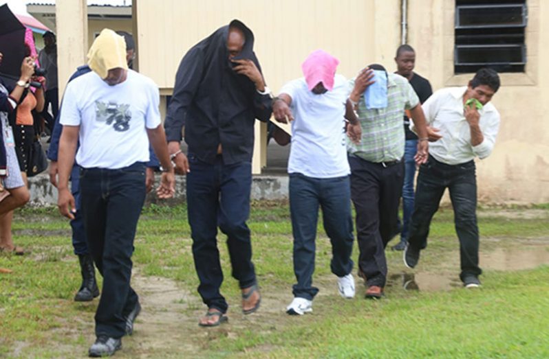 From left Doodnauth Chattergoon, Rajendra Persaud, Khemraj Lall, Marlon Lawrence and Cleve Thornhill