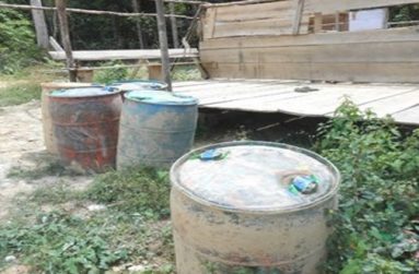 Drums of illegal fuel seized by the authorities.
