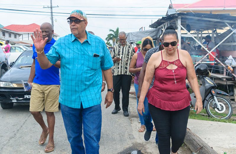 Guyana Water Incorporated (GWI) Managing-Director, Dr. Richard Van-West Charles and Mayor Patricia Chase-Green during their walkabout in Sparendaam
