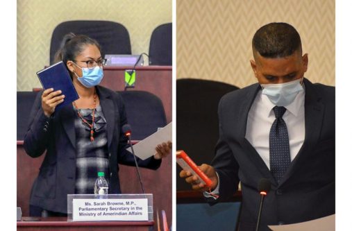 Parliamentary Secretaries Sarah Browne and Vikash Ramkissoon