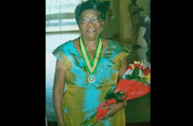 Mrs Edith Bynoe poses with her Cacique’s Crown of Honour (CCH) at the National Cultural Centre.