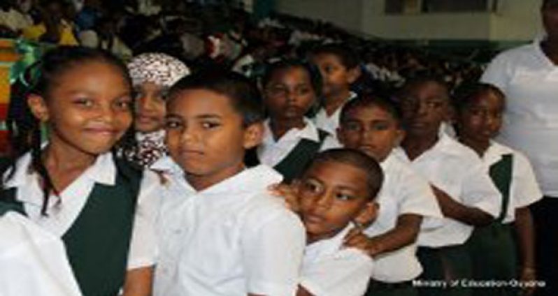 Section of the crowd of students at the 2014 Physical Display Championships at the Cliff Anderson Sports Hall