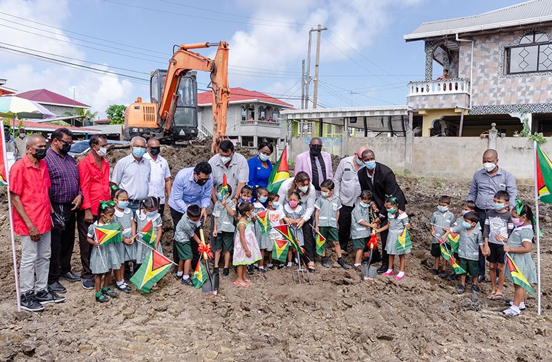 The Minister of Education and other officials recently turned the sod for the construction of Martyr’s Ville Nursery School, one of several new schools to be constructed under the 2021 education budget