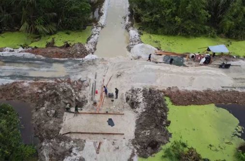 An aerial view of works ongoing at Le Repentir Cemetery