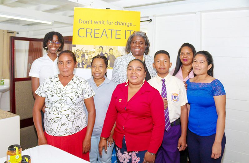 US Ambassador to the United Nations (UN), Linda Thomas-Greenfield (at the back) with the women who have participated in various entrepreneurship programmes financed by the US