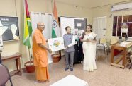 The Saraswati Vidya Niketan school at Cornelia Ida, West Coast Demerara, on Friday received IT equipment from the people and Government of India (Photo courtesy of the High Commission of India)