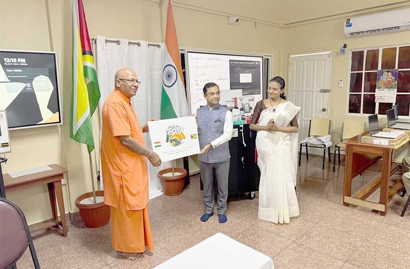 The Saraswati Vidya Niketan school at Cornelia Ida, West Coast Demerara, on Friday received IT equipment from the people and Government of India (Photo courtesy of the High Commission of India)