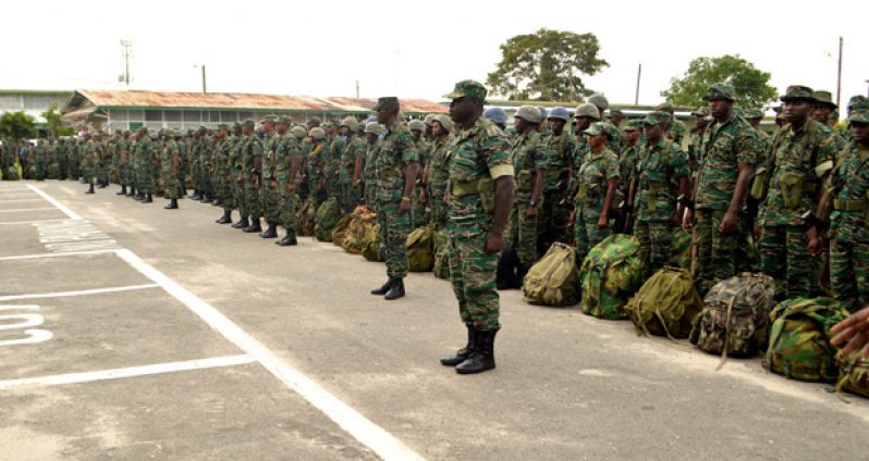 Troops assembled for deployment on Exercise GREENHEART