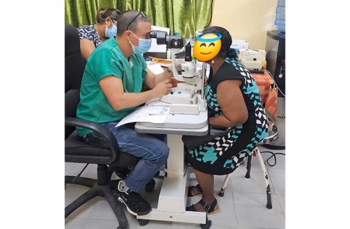 Patients getting their eyes screened in April