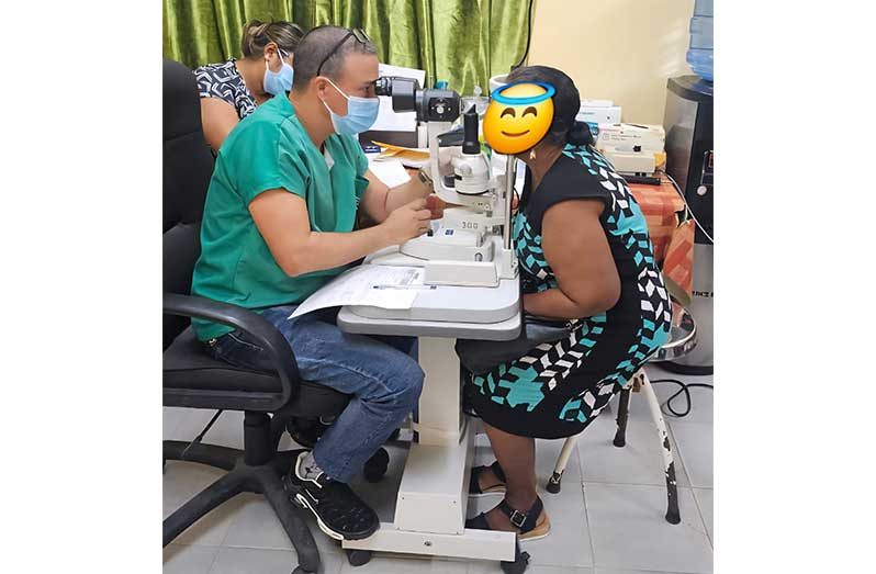 Patients getting their eyes screened in April