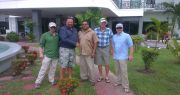 GTA Director Indranauth Haralsingh, Carter Andrews and crew at the Princess Hotel after filming in North Rupununi for the sport fishing documentary