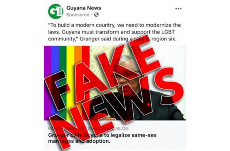 A fake news story shared on Facebook