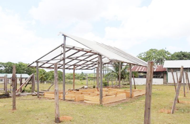 A section of the shadehouse that is being constructed in Maruranau Village, region Nine (DPI photo)