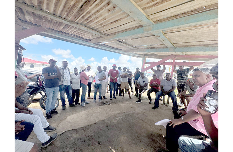 Member of Parliament, Zamal Hussain meeting with farmers in Black Bush Polder, where they talked extensively about how the government’s initiative will benefit them.