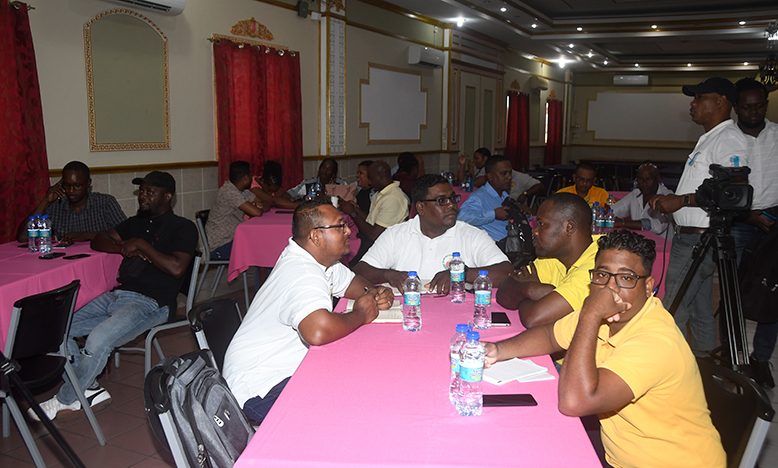 Some of the enumerators at the launching of the survey and training session (Adrian Narine photo)