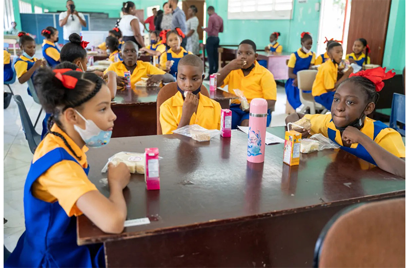 At the launch of the breakfast programme at Mackenzie Primary School in Region Ten