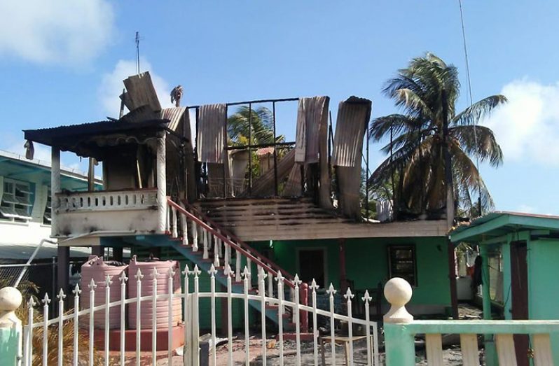 The remains of the Lot 12 Lancaster, East Berbice, Corentyne home destroyed by fire