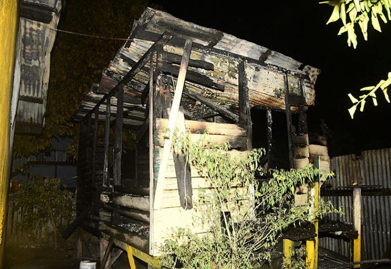 The remains of the house which was destroyed by fire