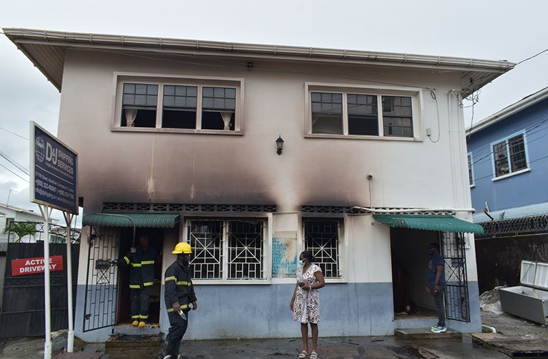 Firefighters at the scene of the fire