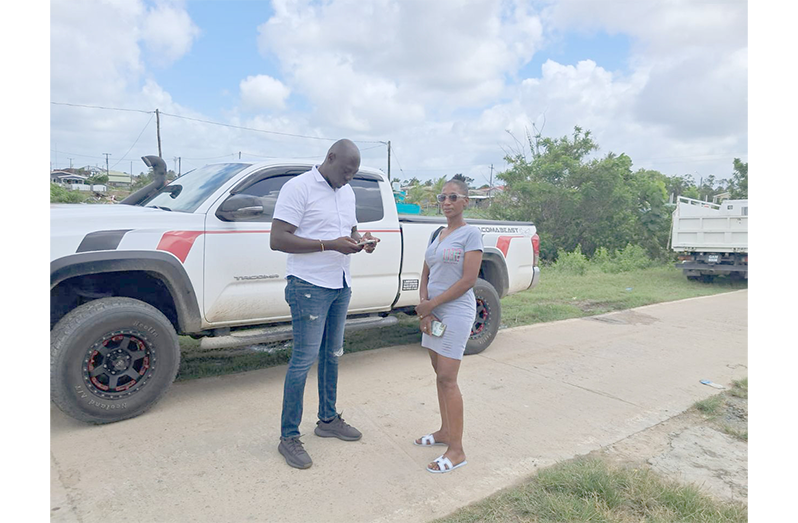 Aubrey David on Wednesday informed Tricia Wintz that he will be rebuilding her house on behalf of President Irfaan Ali