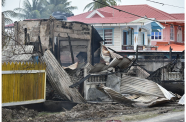The aftermath of the blaze that destroyed the 401 Furniture Store warehouse at Mon Repos, East Coast Demerara on Thursday