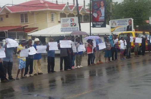 Fisherfolk on the protest line on Friday