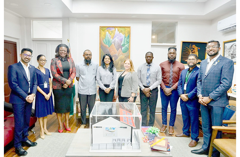 Representatives of Recover Guyana and the Greater Guyana Initiative (GGI) recently briefed Education Minister, Sonia Parag, on the rollout of the National Water Purification Project – FLOW, which is expected to benefit 155 schools across the country (MoE photo)