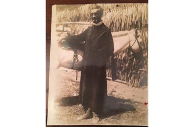 Fr. McKinnon and his horse in the Rupununi