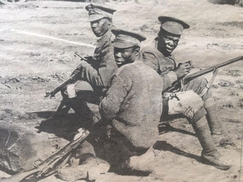 Members of the British West Indian Regiment on the Battlefield of the First World War. Today their great grand-children can’t enter Britain as freely as the great-grandchildren of the enemy they fought
for Britain