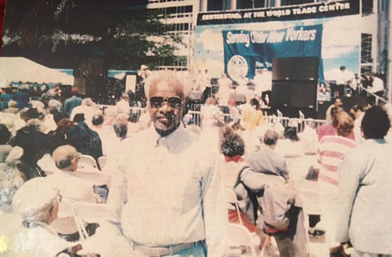 Farrier at the World Trade Center as an overseas guest at a senior citizens' event in New York City in 1991.