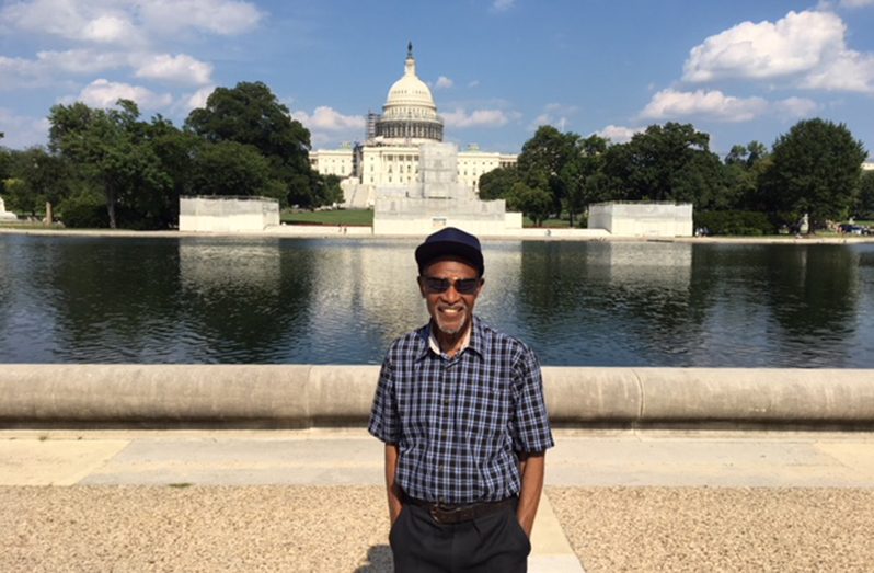 Francis Quamina Farrier in front of the  American Capitol in Washington DC, which was over-run by a large mob of domestic terrorists on January 6, 2021 (Photo of 2019)