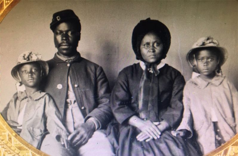 A 'Buffalo Soldier' who fought with the Union Army in the American Civil War, with his Family. Reggae superstar Bob Marley sang about the  Buffalo Soldier.