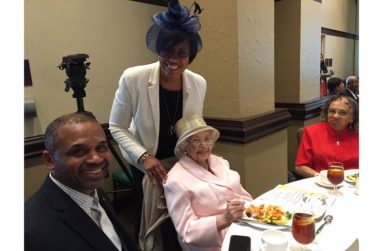 Mayor Muriel Bowser of Washington, DC, USA, with Guyanese-born Centenarian Geraldine McRae flanked by her two children, at the annual Centenarian Celebration(Photo by Francis Q. Farrier))
 