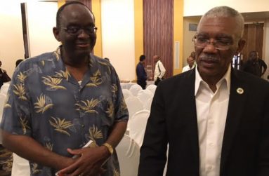 Ambassador Dr. Kenrick Hunte with President David Granger,
just before his posting to South Africa.