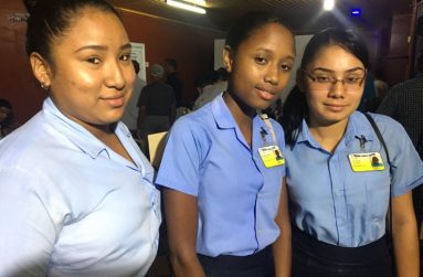 Three students of the Anna Regina Technical Institute who attended the GYEITI Charity Outreach workshop